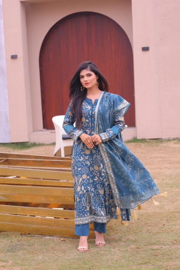 Tale Green Digital Printed Lawn - Image 3